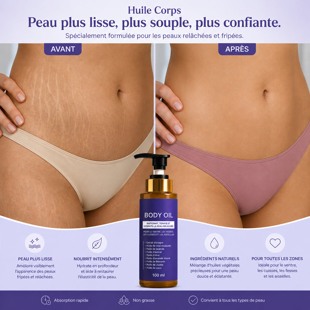 Huile corporelle de luxe pour peau fripée